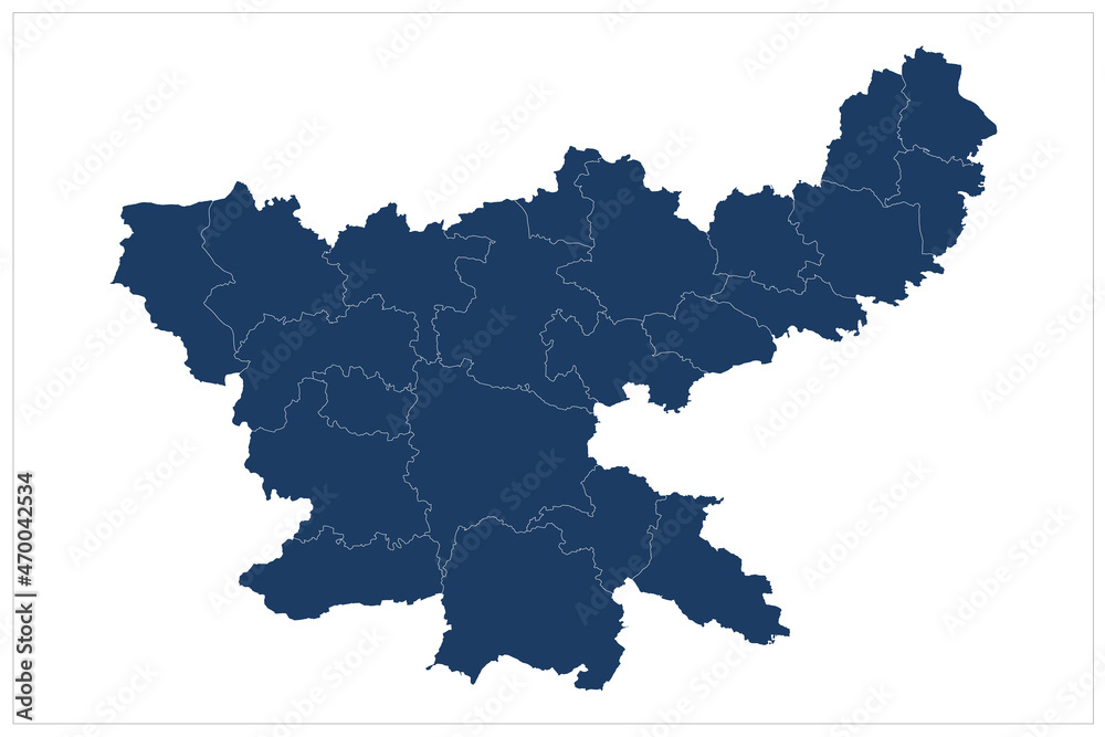 Jharkhanda State of India map district illustration on white background