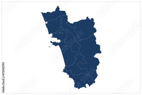 Beautiful Goa State of India Taluk Map illustration on white background