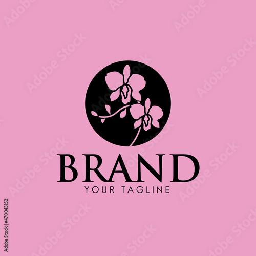Elegant logo of orchid flower for salon