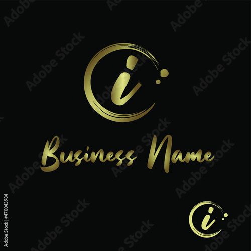Initial i Letter with circle paintbrush for Cosmetic, boutique, make up, jewelry, spa and massage, salon, soap homemade, Handcraft Business Logo Vector Concept