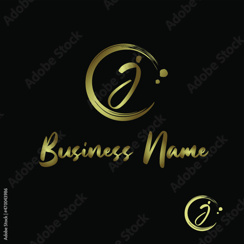 Initial j Letter with circle paintbrush for Cosmetic, boutique, make up, jewelry, spa and massage, salon, soap homemade, Handcraft Business Logo Vector Concept