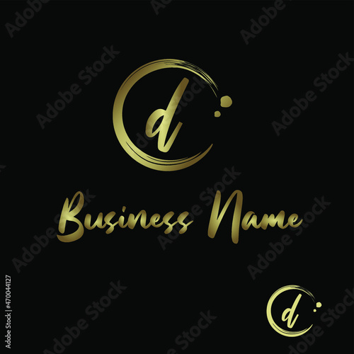 Initial d Letter with circle paintbrush for Cosmetic, boutique, make up, jewelry, spa and massage, salon, soap homemade, Handcraft Business Logo Vector Concept