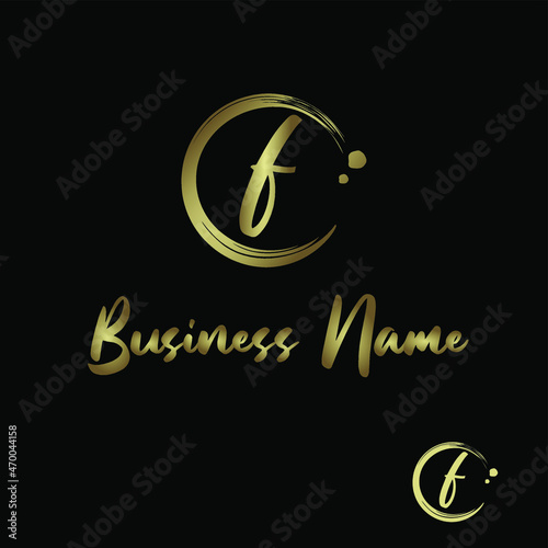 Initial f Letter with circle paintbrush for Cosmetic, boutique, make up, jewelry, spa and massage, salon, soap homemade, Handcraft Business Logo Vector Concept