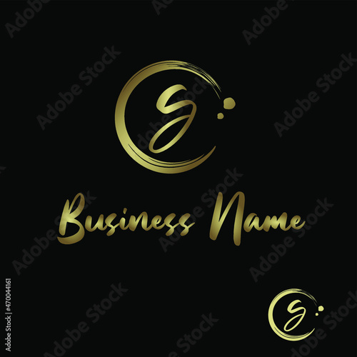 Initial g Letter with circle paintbrush for Cosmetic, boutique, make up, jewelry, spa and massage, salon, soap homemade, Handcraft Business Logo Vector Concept