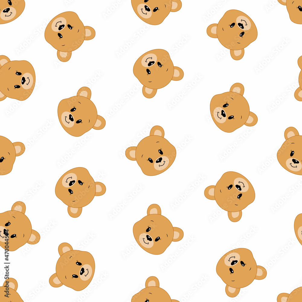 Cute cartoon bear. Vector illustration. Seamless pattern. Cute cartoon bear. Vector illustration. Seamless pattern.