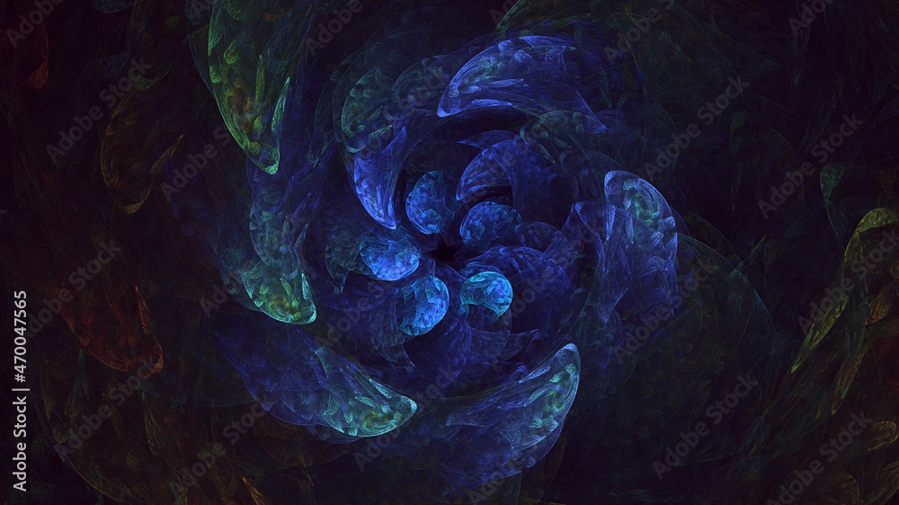Obraz premium 3D rendering abstract blue fractal light background