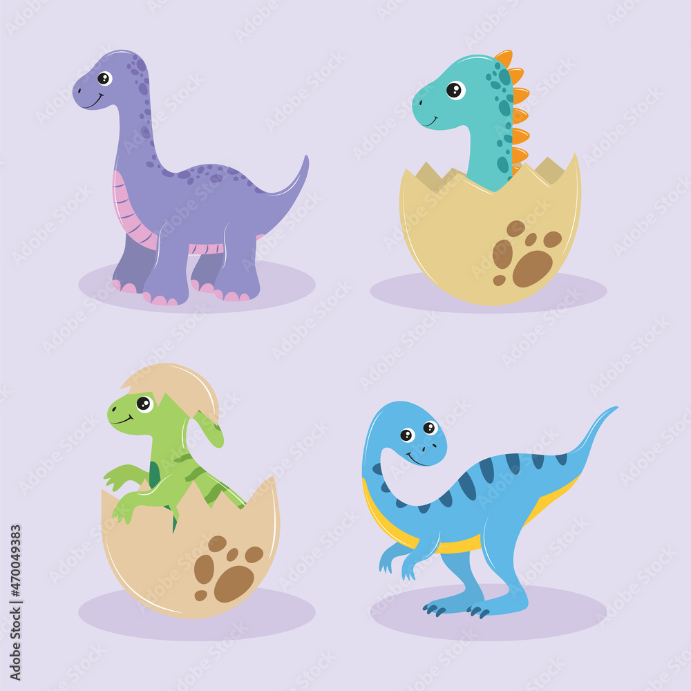 Fototapeta premium baby dinosaurs icons