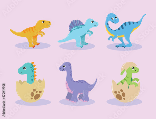 Fototapeta Naklejka Na Ścianę i Meble -  set of cartoon dinosaurs