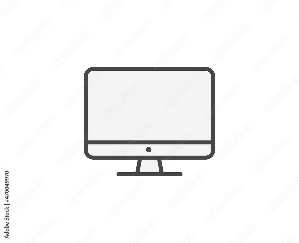 Line Computer icon isolated on white background. Outline symbol for website design, mobile application, ui. Electronics pictogram. Vector illustration, editorial stroсk. Line Computer icon isolated on white background. Outline symbol for website design, mobile application, ui. Electronics pictogram. Vector illustration, editorial stroсk.
