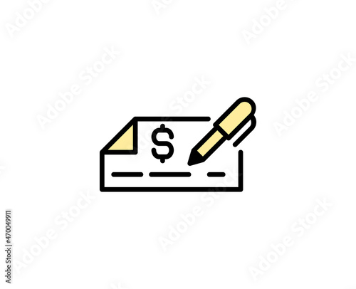 Cheque line icon. Vector symbol in trendy flat style on white background. Commerce sing for design.