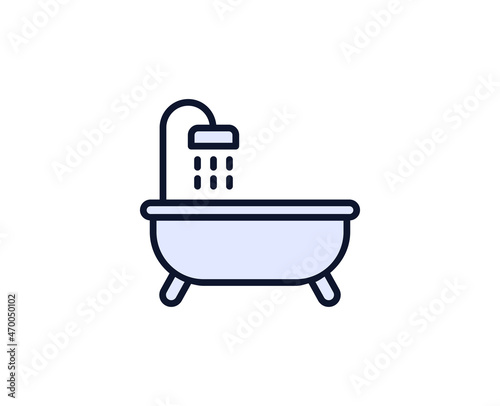 Bath flat icon. Single high quality outline symbol for web design or mobile app. House thin line signs for design logo, visit card, etc. Outline pictogram EPS10