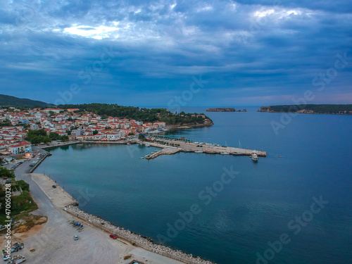 Fototapeta Naklejka Na Ścianę i Meble -  Aerial view of the beautiful seaside city of Pylos located in western Messenia in Peloponnese, Greece