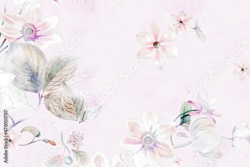 Beautiful abstract hand drawn flowers and background