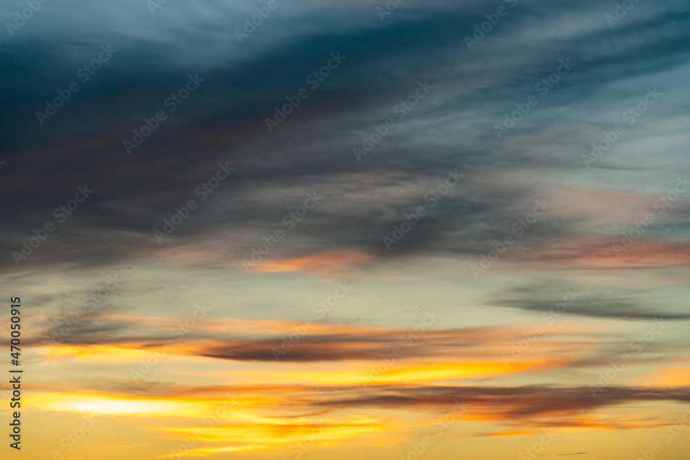 Beautiful sunset sky clouds with dramatic light,  dramatic sunset over a cloudy sky, evening outdoor background, Twilight sky with Colorful, Background of colorful sky concept sunset and sunrise