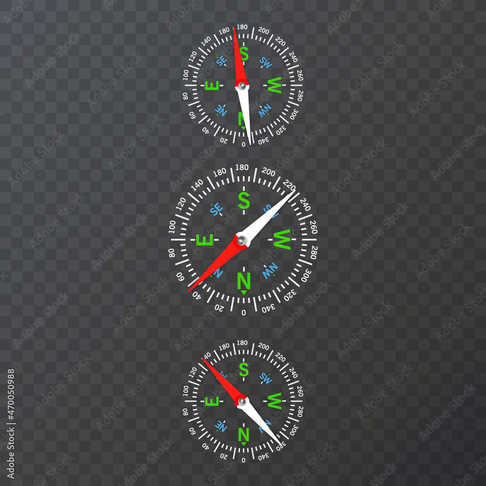 Compass icons on transparent background, Vector compass icons Compass icons on transparent background, Vector compass icons