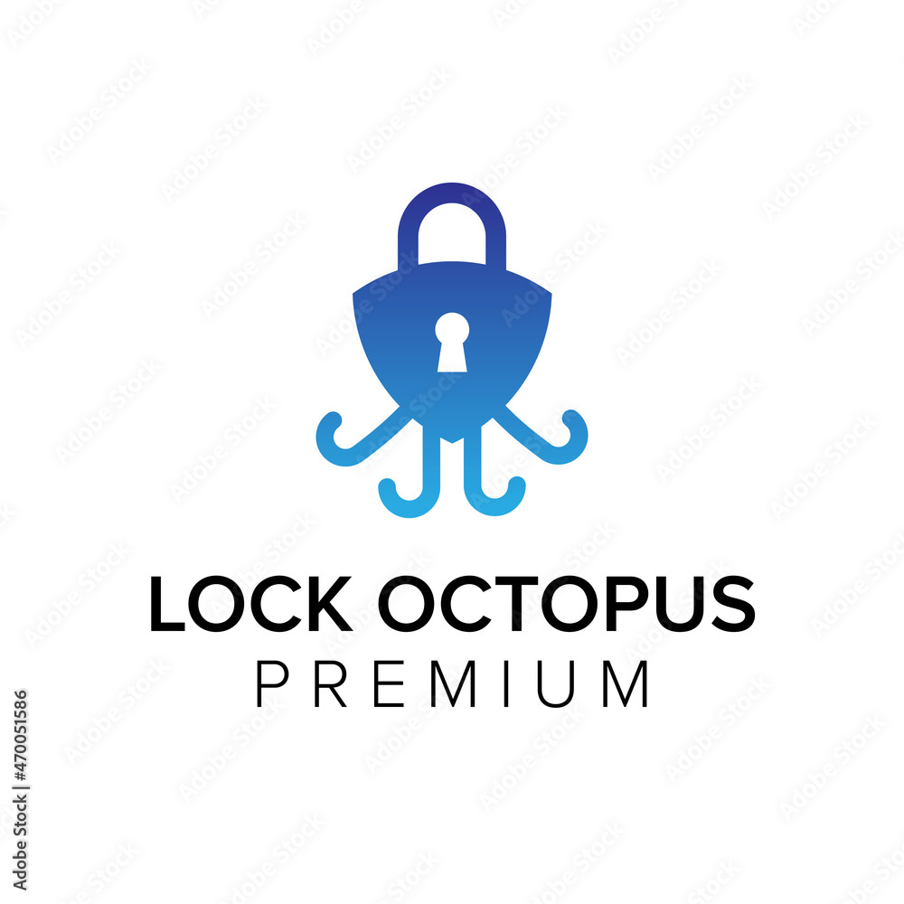 lock octopus logo icon vector template