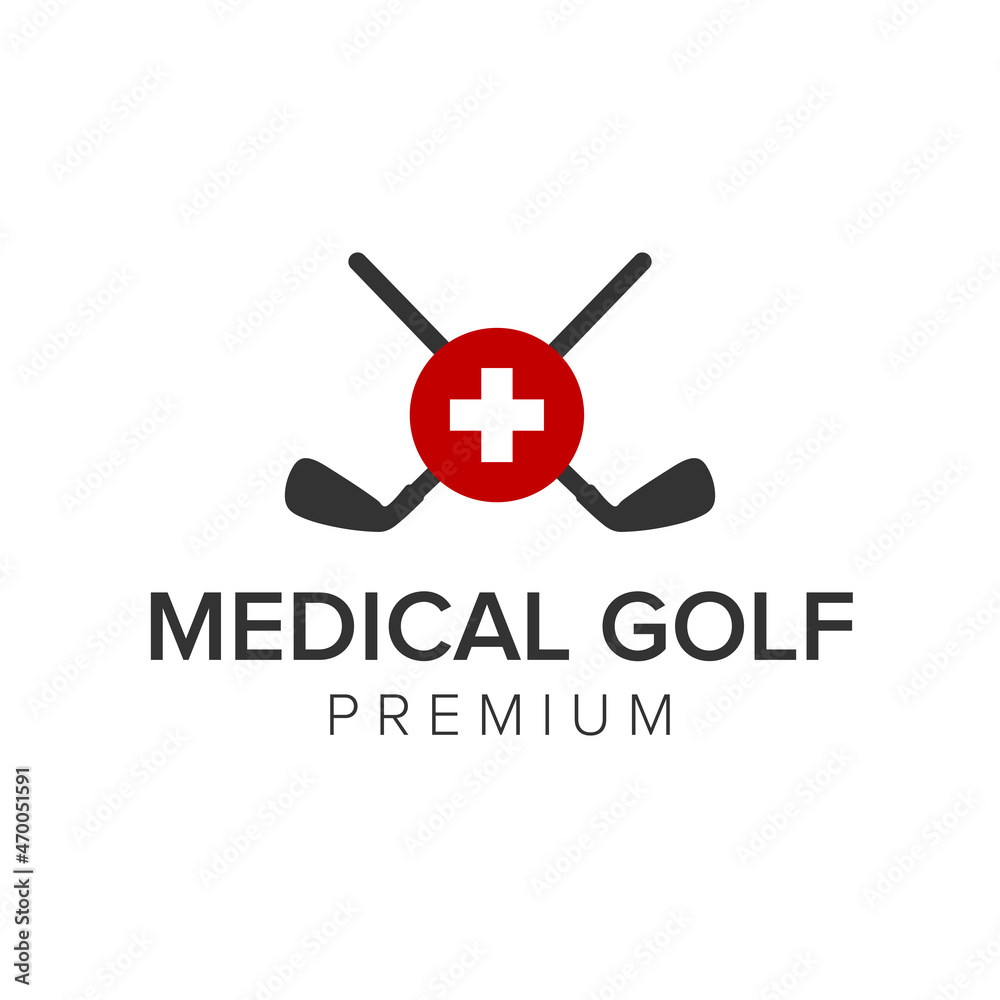 Obraz premium medical golf logo icon vector template