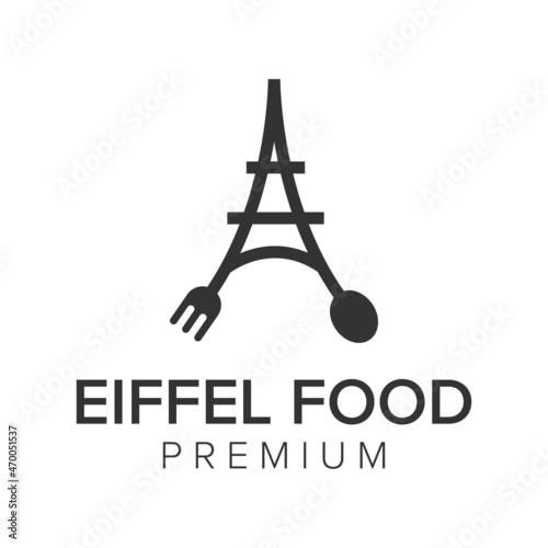 eiffel food logo icon vector template