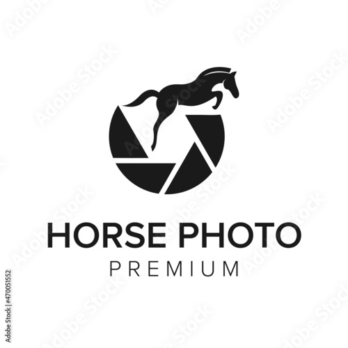 horse photo logo icon vector template
