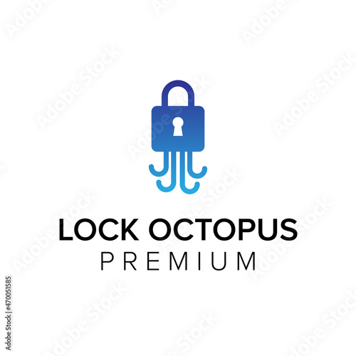 lock octopus logo icon vector template