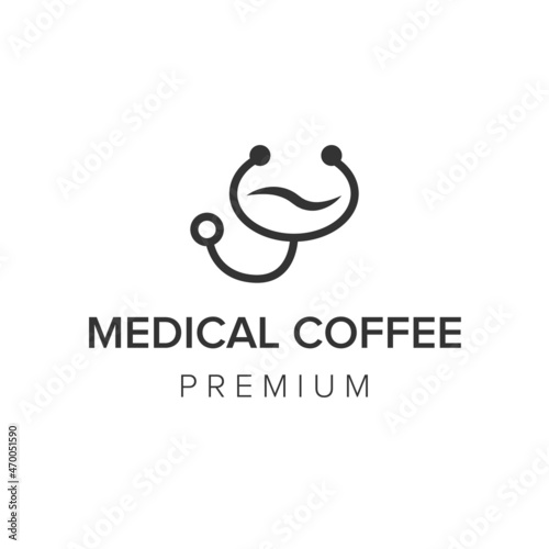 medical coffee logo icon vector template