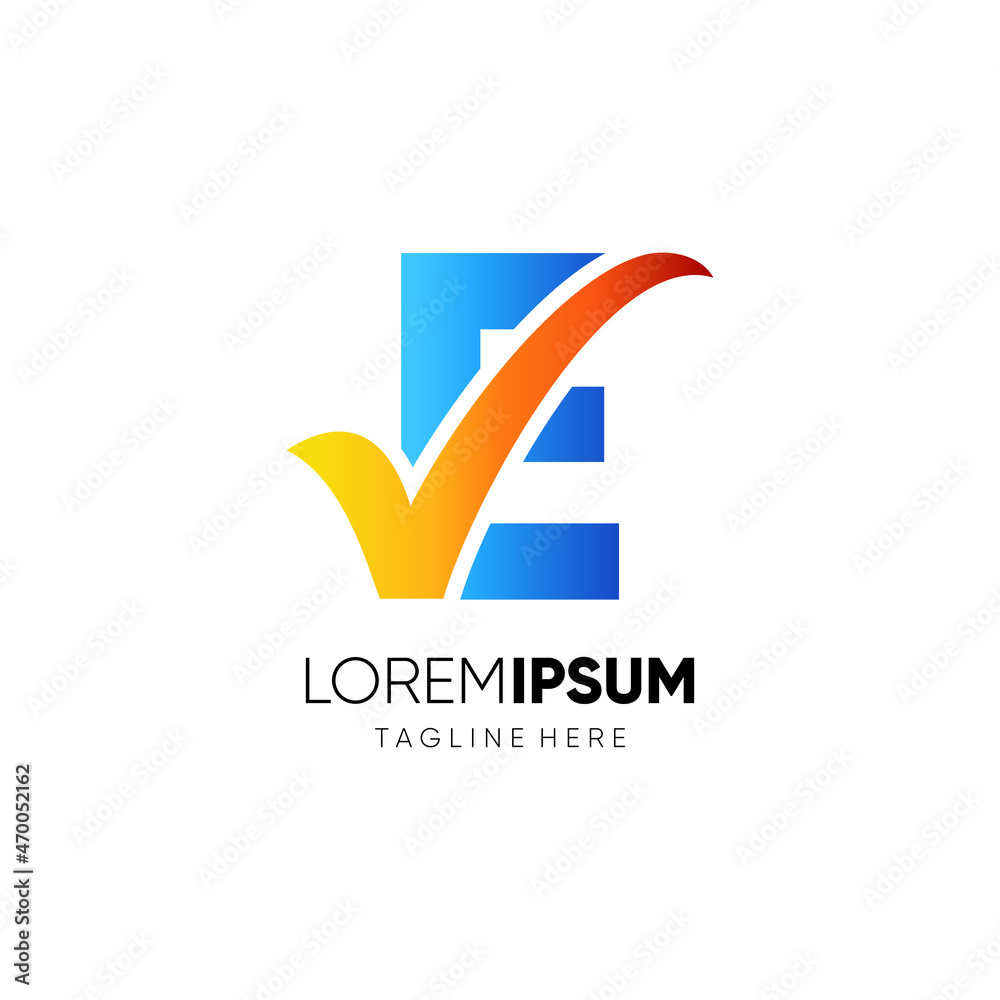Letter E Tick or Check Mark Logo Design Vector Icon Graphic Emblem Illustration Background Template Letter E Tick or Check Mark Logo Design Vector Icon Graphic Emblem Illustration Background Template