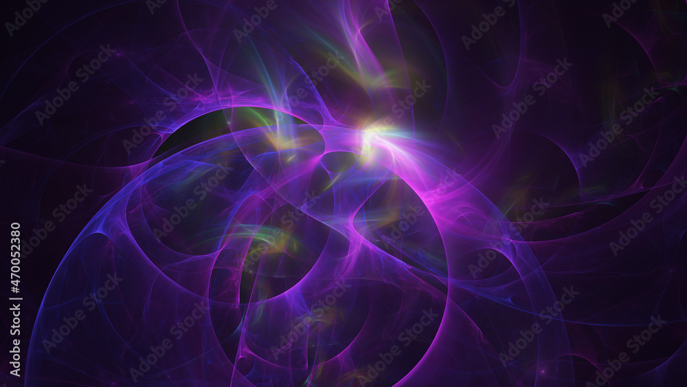 Abstract colorful violet fiery shapes. Fantasy light background. Digital fractal art. 3d rendering.