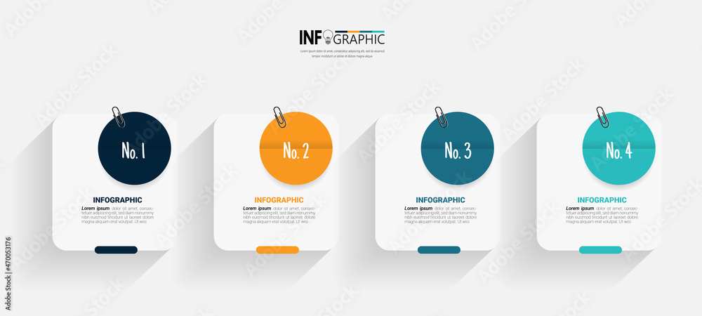 Business Infographic with note paper design vector. - obrazy, fototapety, plakaty 