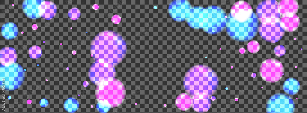 Pink Confetti Background Transparent Vector. Ball Twinkle Template. Glitter Card. Blue Spot Shine Illustration. Purple Celebrate.
