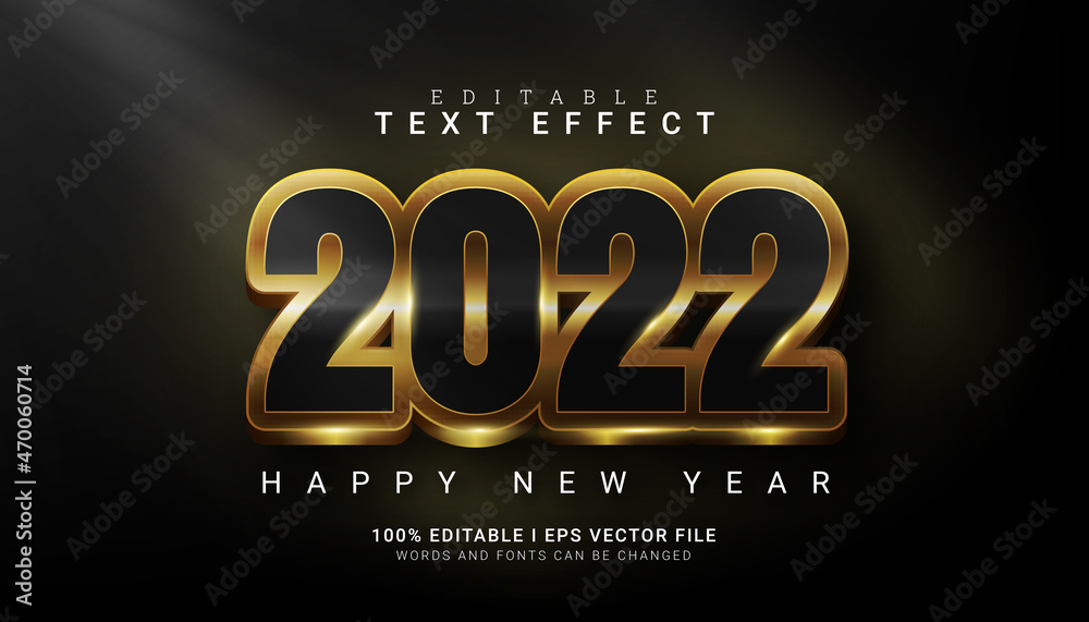 happy new year 2022 editable text effect vector illustration