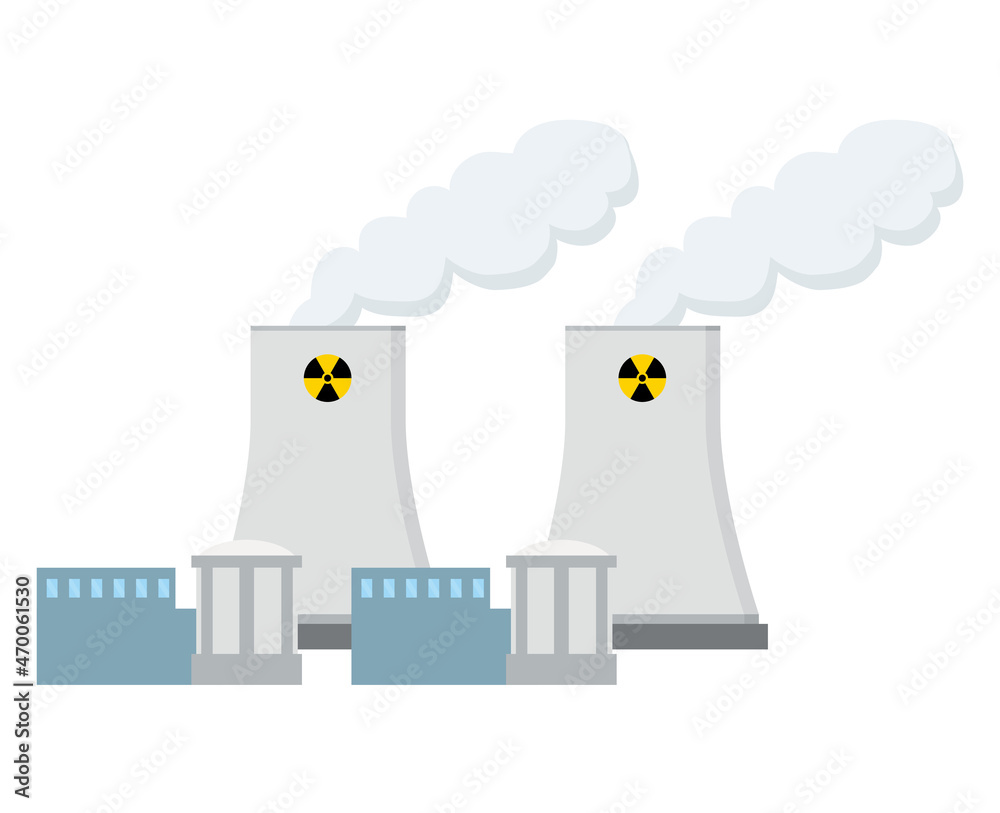 Vettoriale Stock シンプルな原子力発電所のイラスト 原発 脱炭素 白背景 Adobe Stock
