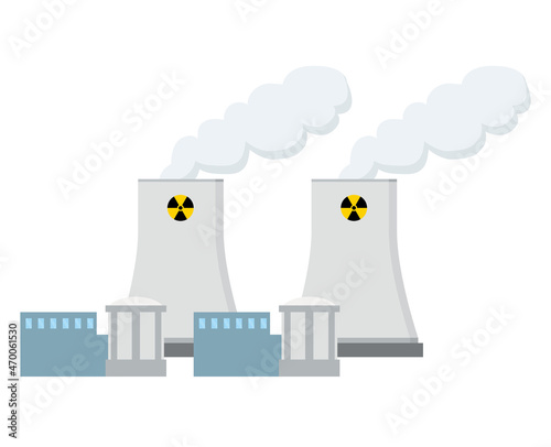 シンプルな原子力発電所のイラスト　原発　脱炭素　白背景