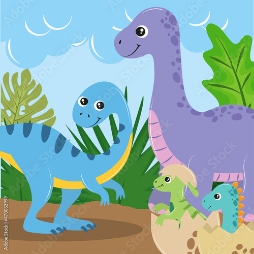 cute family dinosaurs