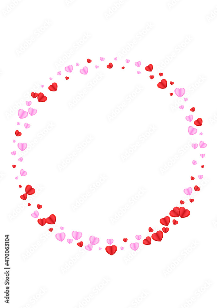 Pink Confetti Background White Vector. Shape Pattern Heart. Red Romance Texture. Violet Heart Party Illustration. Tender Honeymoon Backdrop.