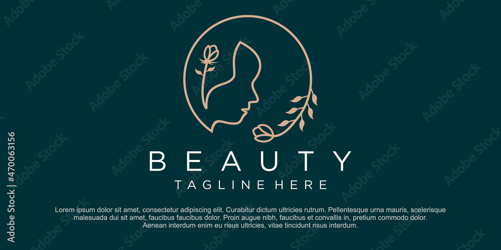 Beauty logo with woman inside circle style design template, flower, logo, woman, Premium Vector Beauty logo with woman inside circle style design template, flower, logo, woman, Premium Vector