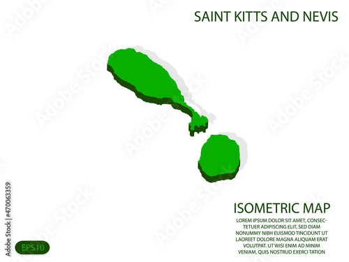 Green isometric map of Saint Kitts and Nevis elements white background for concept map easy to edit and customize. eps 10