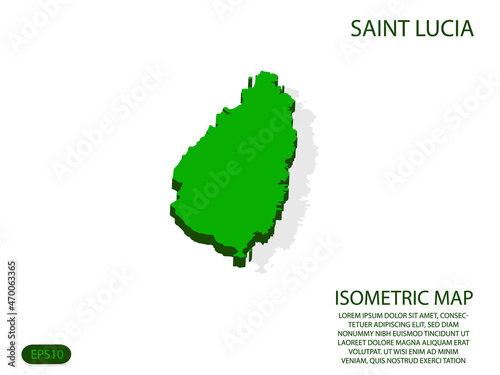 Green isometric map of Saint Lucia elements white background for concept map easy to edit and customize. eps 10