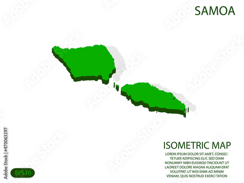 Green isometric map of Samoa elements white background for concept map easy to edit and customize. eps 10