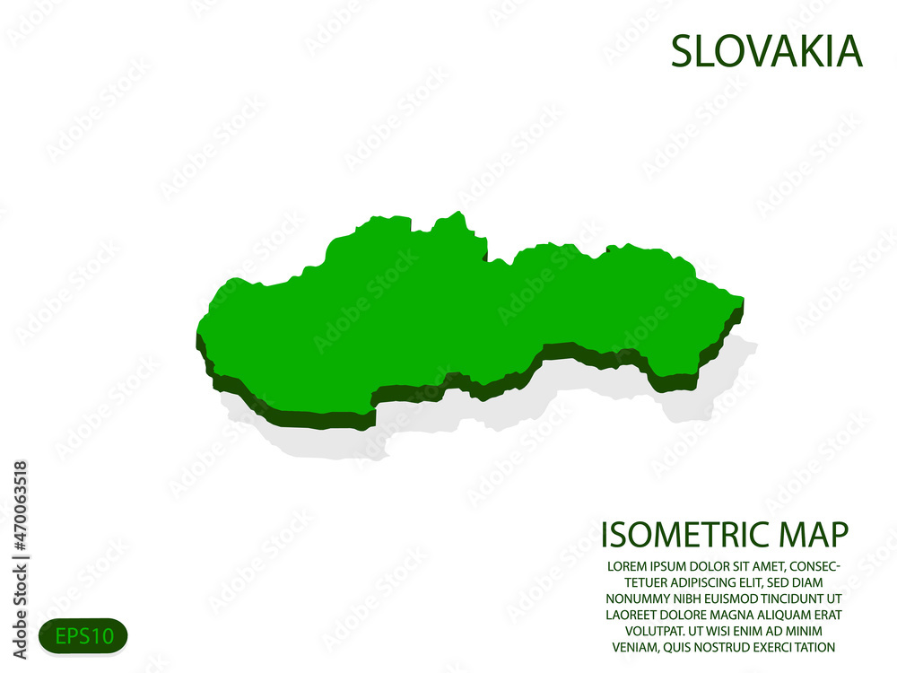 Green isometric map of Slovakia elements white background for concept map easy to edit and customize. eps 10