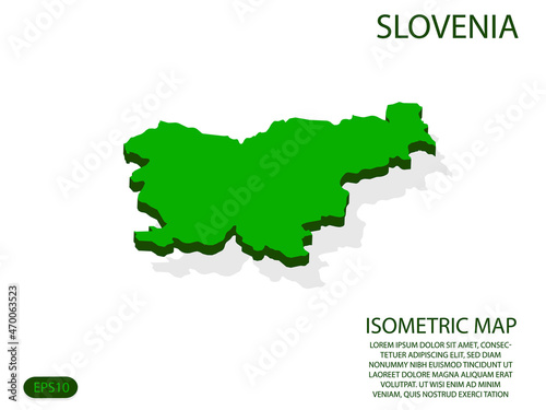 Green isometric map of Slovenia elements white background for concept map easy to edit and customize. eps 10