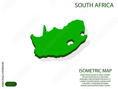 Green isometric map of South Africa elements white background for concept map easy to edit and customize. eps 10