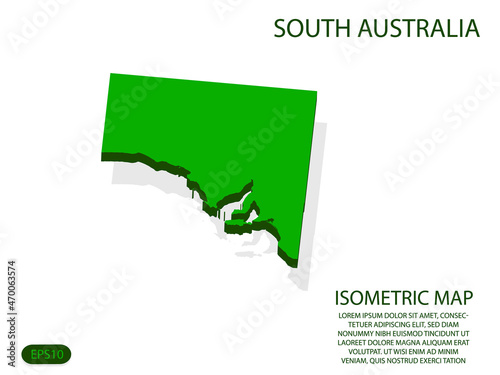 Green isometric map of South Australia elements white background for concept map easy to edit and customize. eps 10