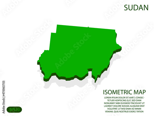 Green isometric map of Sudan elements white background for concept map easy to edit and customize. eps 10