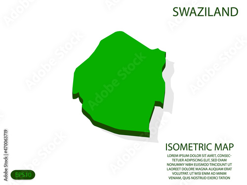 Green isometric map of Swaziland elements white background for concept map easy to edit and customize. eps 10