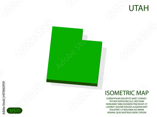Green isometric map of Utah elements white background for concept map easy to edit and customize. eps 10