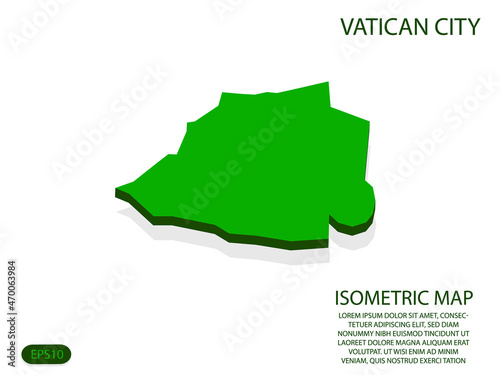 Green isometric map of Vatican City elements white background for concept map easy to edit and customize. eps 10