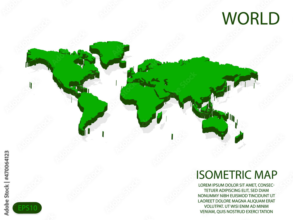Green isometric map of World elements white background for concept map easy to edit and customize. eps 10 Green isometric map of World elements white background for concept map easy to edit and customize. eps 10