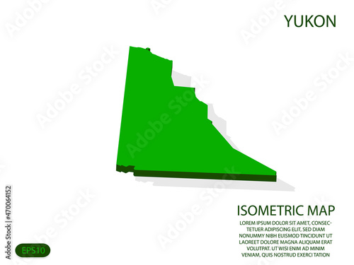 Green isometric map of Yukon elements white background for concept map easy to edit and customize. eps 10