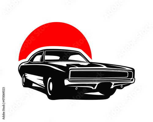 isolated american muscle car illustration vector