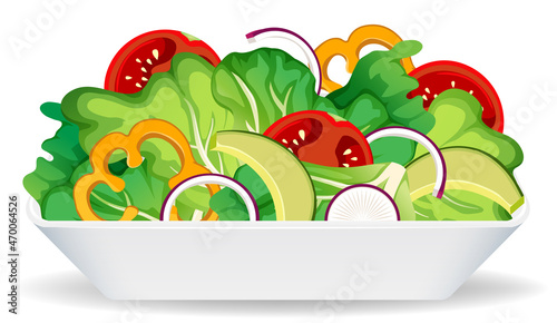 Healthy meal with fresh vegetable salad bowl